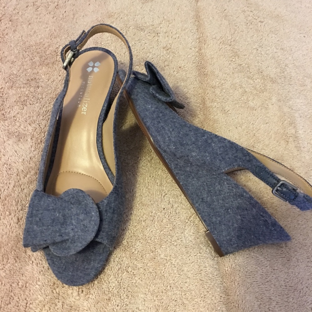 Naturalized Blue Denim Fabric Wedges.